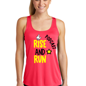 Rise And Run Logo Tech Racerback Tank Fitted Hot Coral