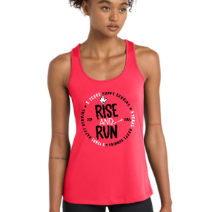 Pre-Order 2026 Rise And Run Logo Tech Racerback Tank Fitted Hot Coral