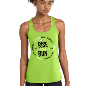 Pre-Order 2026 Rise And Run Logo Tech Racerback Tank Fitted Lime